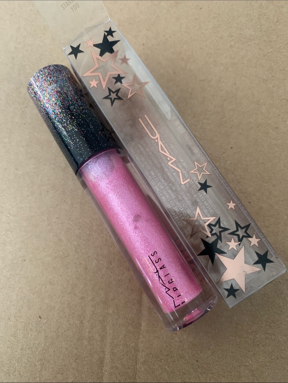 MAC Cosmetics Lipglass Gloss in Shimmery Pink with Glitter Cap